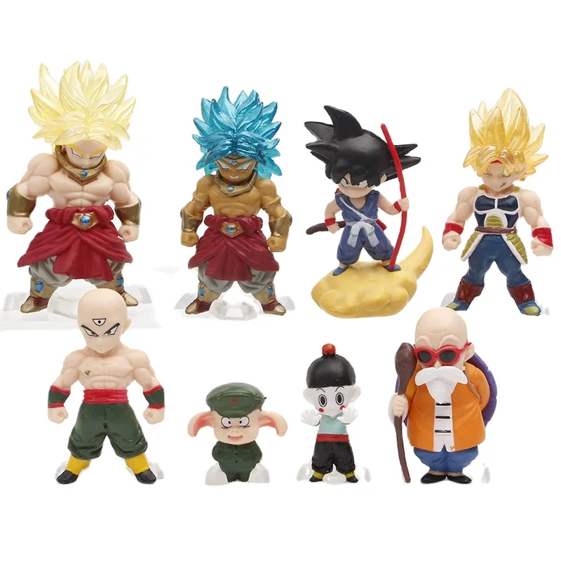 Wholesale 8pcs/set DBZ Broly figure 8 figures in cartoon pvc anime DBZ goku toy figure for decoration