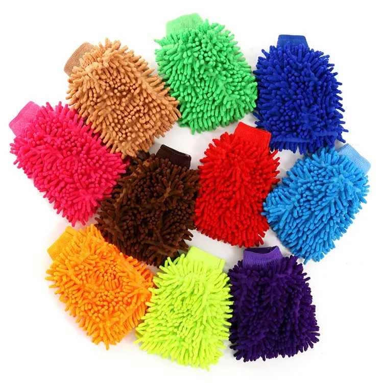 Auto fiber chenille fibre gloves cleaning dusting glove New style car fiber chenille wash mitt Ultrafine