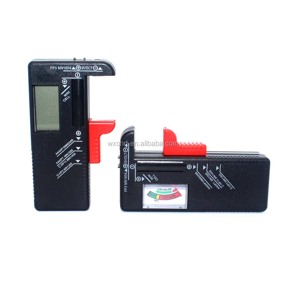 CHRT Multi Type Small Digital Battery Tester Checker AAA AA C D 9V 1.5V 3.7V Lithium Universal Battery Capacity Voltage Tester