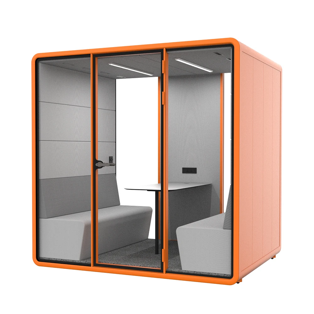 Multi Outdoor Electricity Office Work Pod Meeting Booth With Lamp Desk