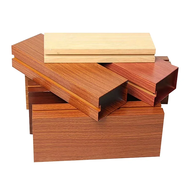 6063 T5 cladding wood laminate on aluminium Guangzhou manufacturer timber look cladding aluminium batten extrusion profile