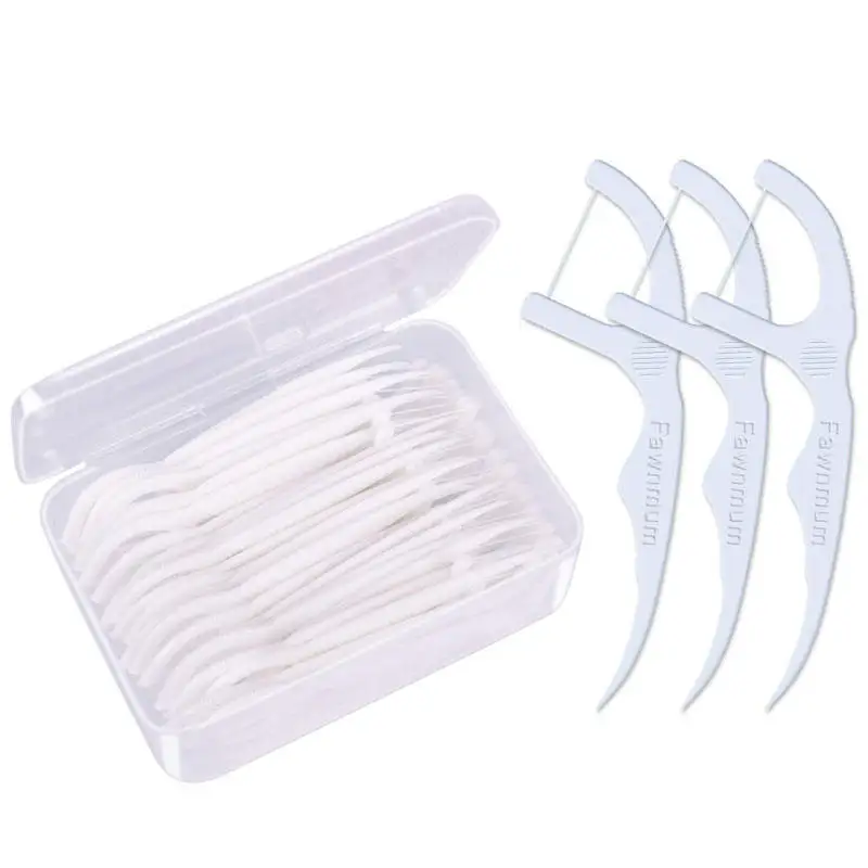 Hot Selling Portable Bamboo Dental Flossers Double Teeth Cleaning Cass Oral Care Gap Brush Floss Picks for Kids