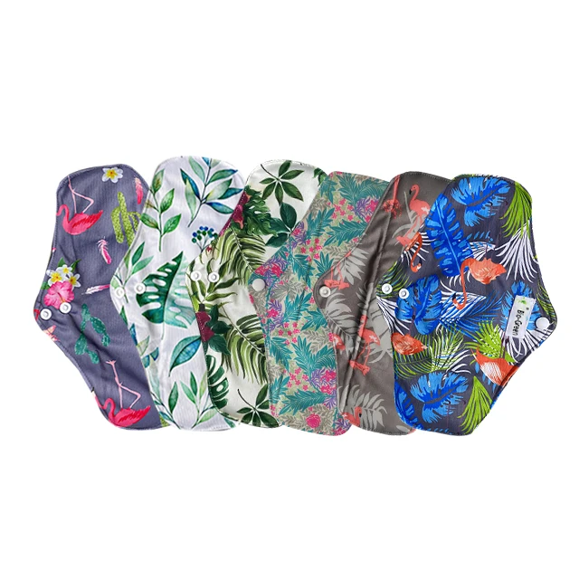 Customize Toalla Sanitaria Bamboo Charcoal Reusable Sanitary Pads Washable Absorbent Winged Sanitary Pads for Women