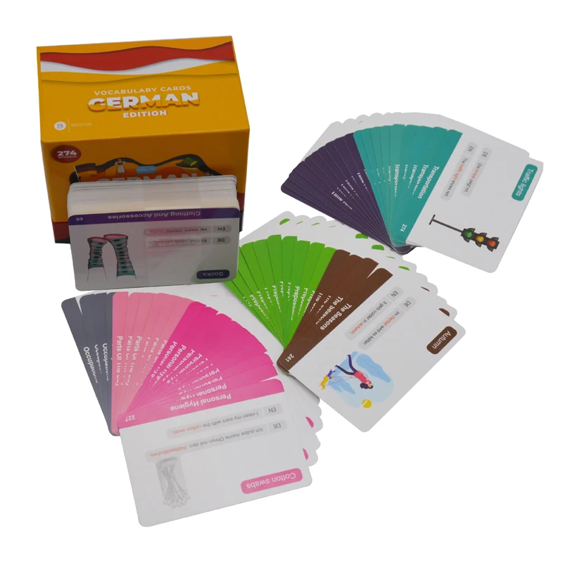 Custom  Kids Living Knowledge Learning Paper Flash Cards with Customized Graphic Printing