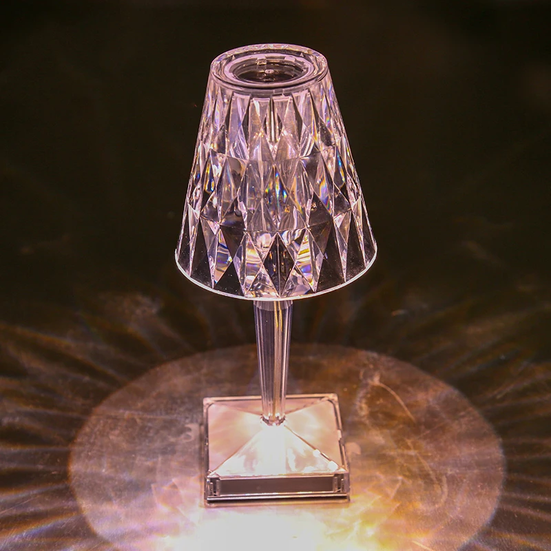 Desktop decoration crystal projection lamp LED atmosphere night light bedroom rechargeable diamond table lamp