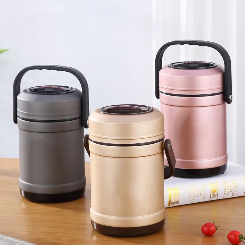 1.5L leakproof stainless steel thermos bento food container school kids vacuum insulated lunch box with handle