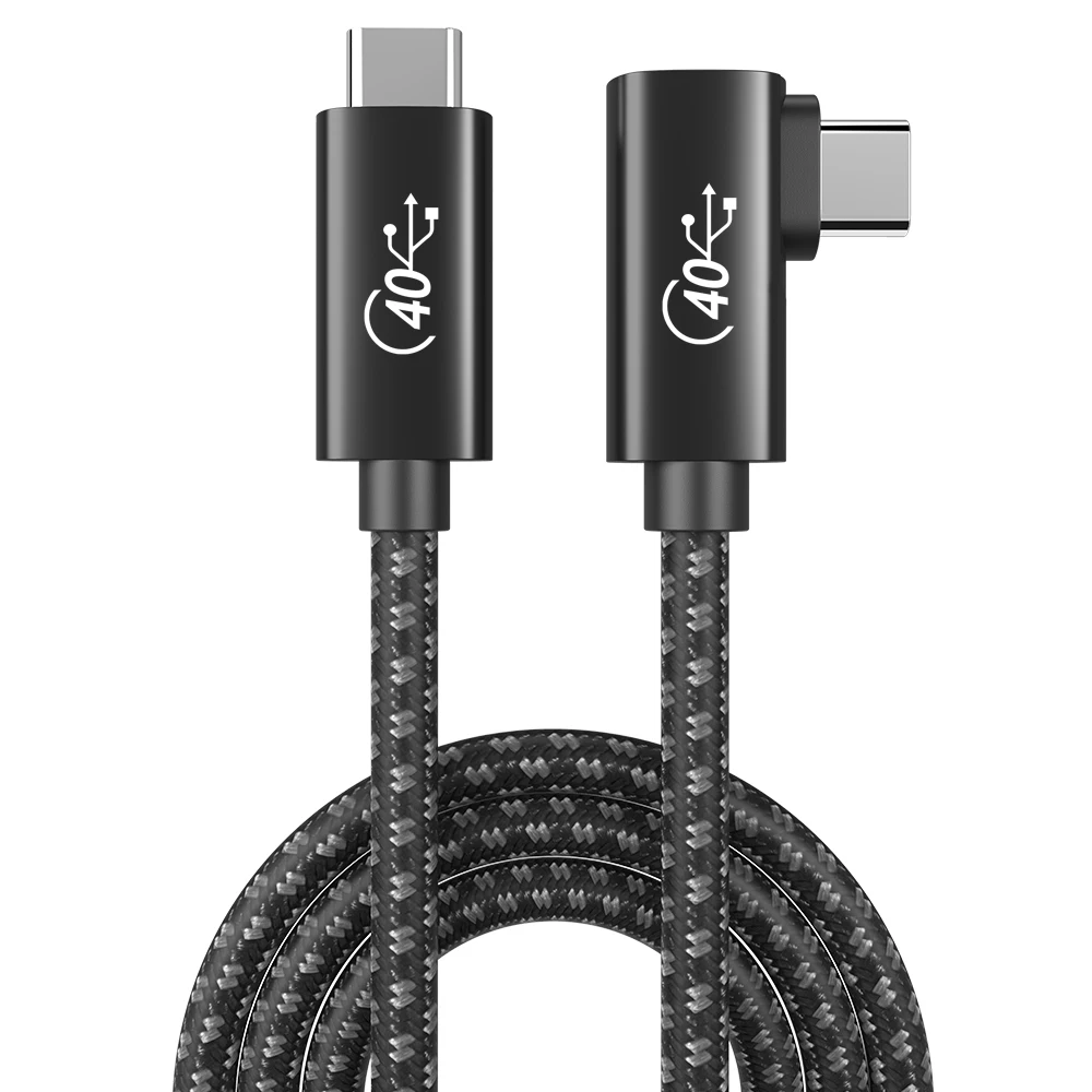 Right Angle USB4 Type C Data Cables 40Gbps USB C Cable 8K HD USB-C Data Transfer PD100w 5A 40Gbps and 8K video