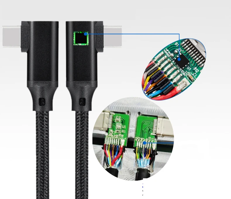 100W Power Delivery USB-C to USB-C Cable Right Angle for data and charger