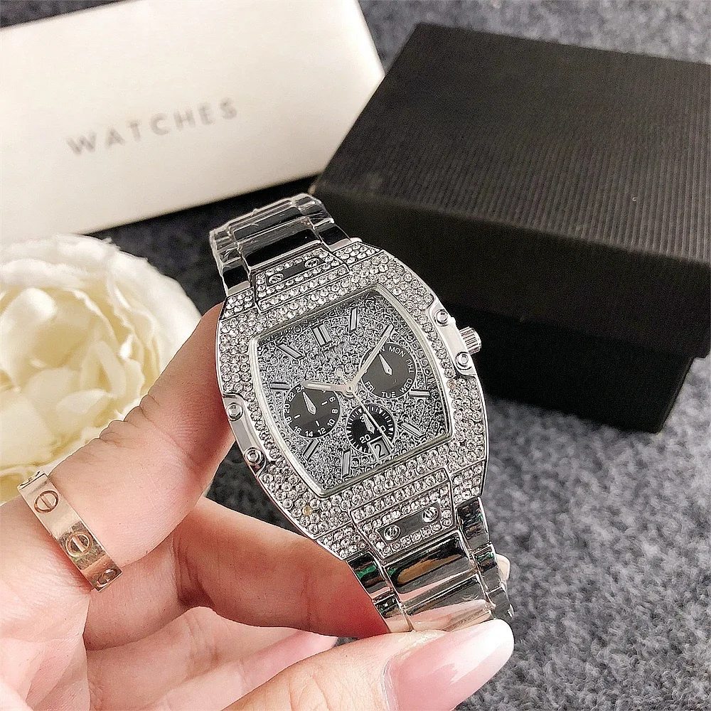 Factory Wholesale GUESSE Geneva Brand Ladies Inverted Triangle Watch Silicone Strap Business Style for Couples or Personalities