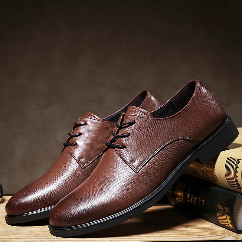 Модные удобные кожаные туфли, повседневные мужские деловые туфли