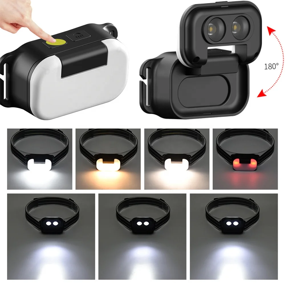 Led Head Lamp Camping Running Waterproof COB USB-C Red White  Powerful Headlamp Rechargeable Headlight