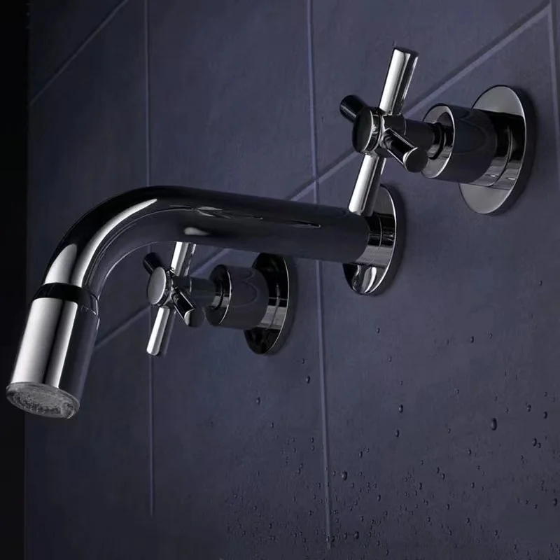 Bathroom Wall Mounted Mixer Tap 3 Colors Changing LED Basin Faucet