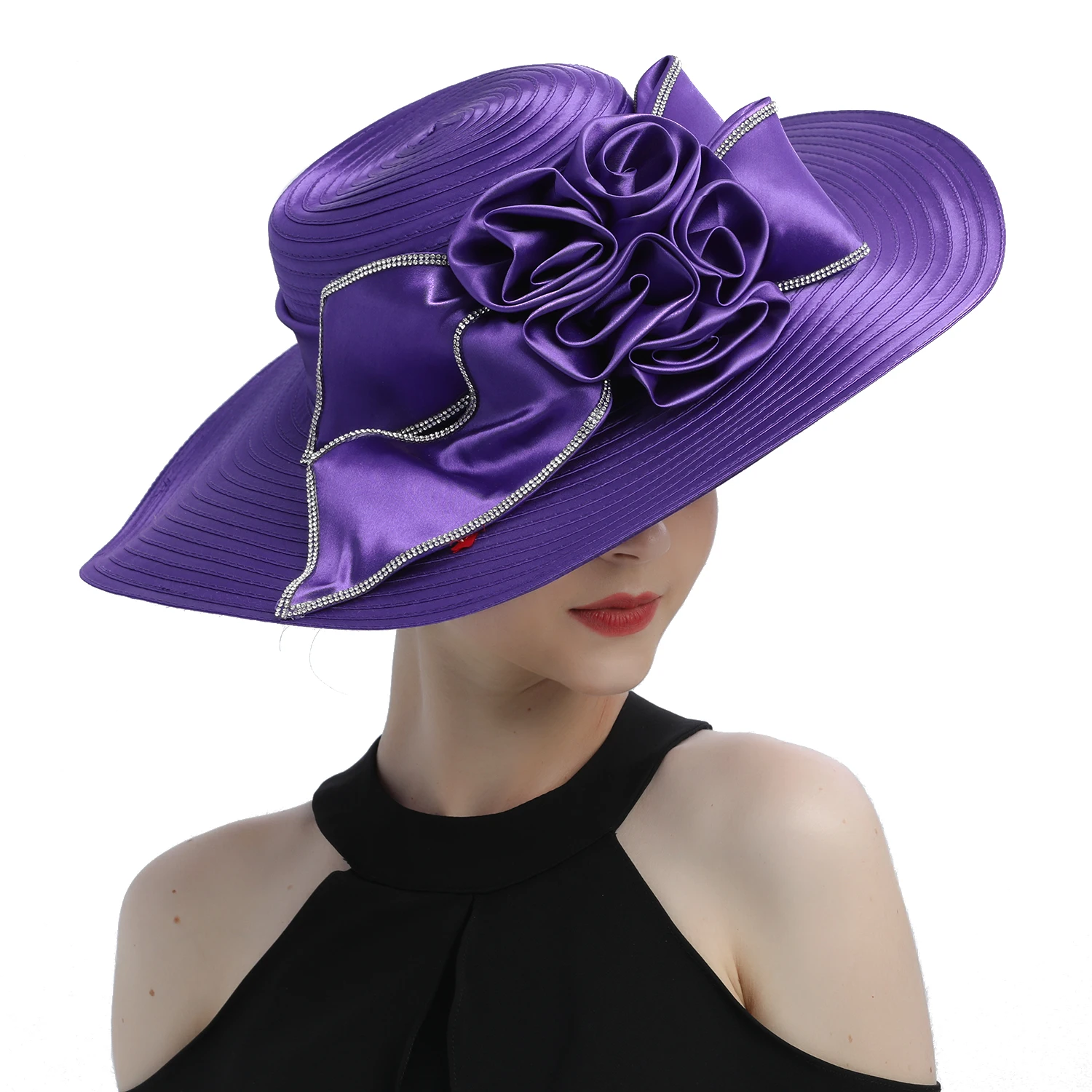 Hot Sale Perfect Church Hats Party Fascinator Kentucky Derby Hats Banquet Satin Cloth Sun Hats  For Women Wedding