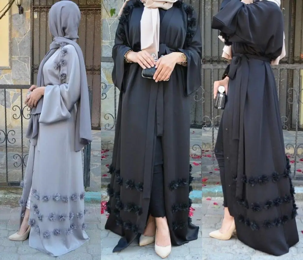 
Abaya Muslim Open Front Cardigan Vintage Maxi Womens Dress Party Evening Prom 