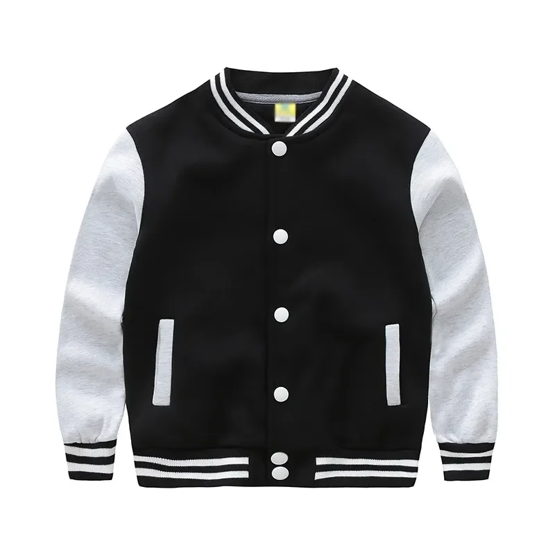 Kid Varsity Jackets With Leather Sleeves Letterman Bomber Jacket Wholesale Blank Boys Kids Baseball Jacket
