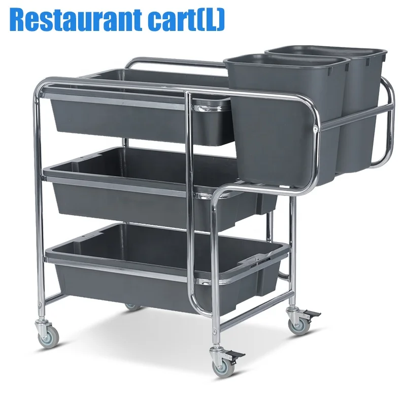New Sale AF08168 L Model Large Dinner Plate Collection Vehicle Commercial Hotel Restaurant Stainless Steel Service Cleaning Tool