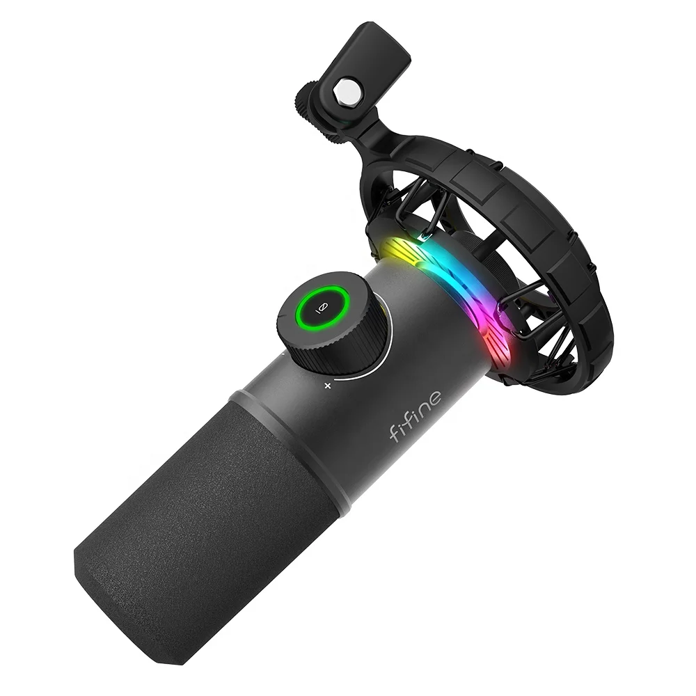 Fifine K658 Podcast записывающий Микрофон Студийный компьютерный игровой микрофон профессиональный динамический USB RGB