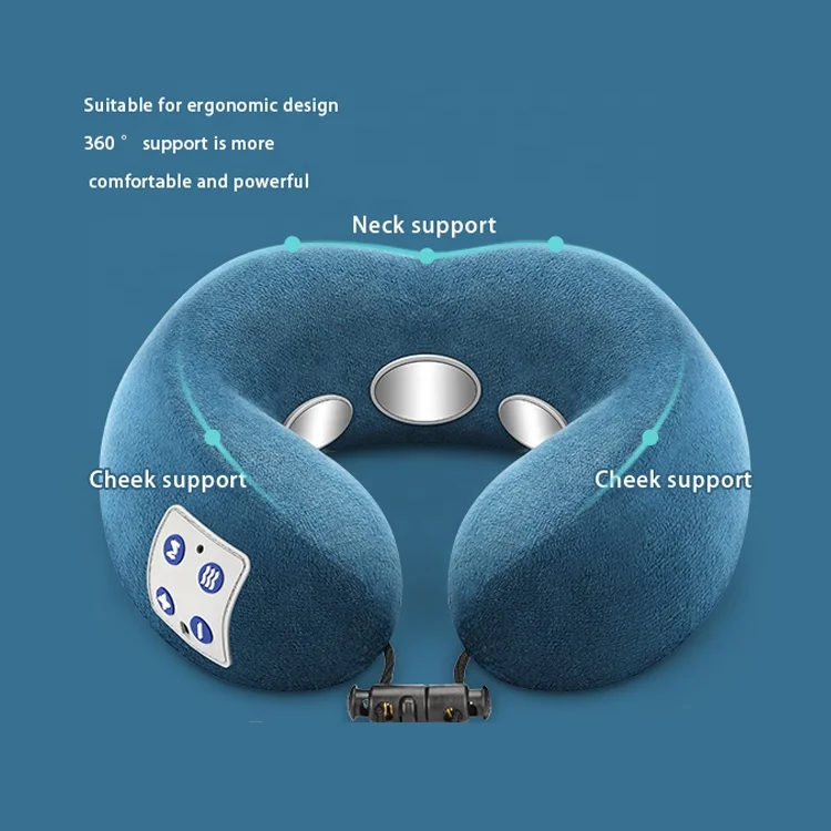New Traveling Neck Pillow with Massage U Shape VELVET and MEMORY FOAM Neck Massage Pillow Tens Pulse Neck Massager