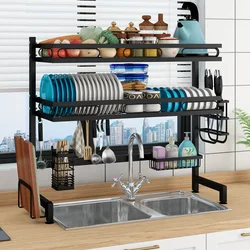 dish rack stainless steel shelf kitchenware storage holder kitchen over the sink dish drain rack