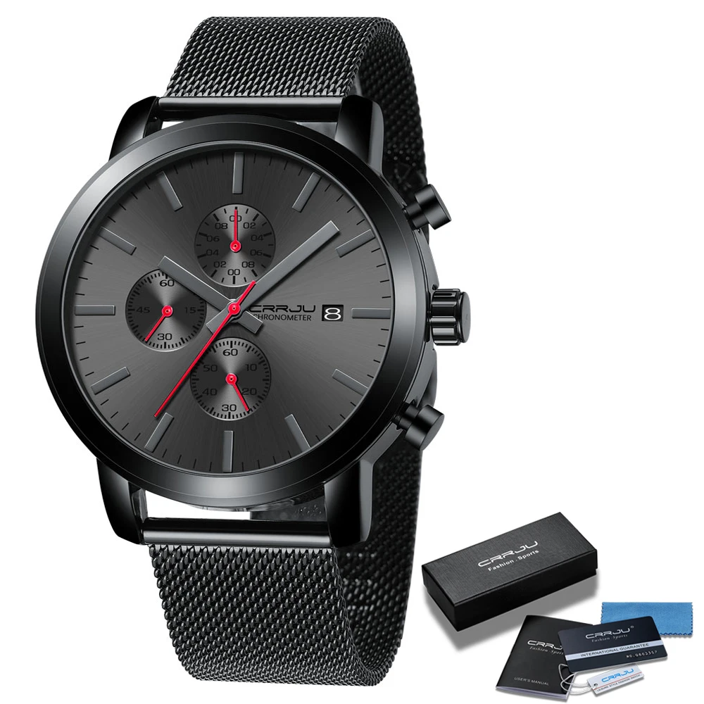 original manufacture OEM  mesh bands sport big face men black watches reloj