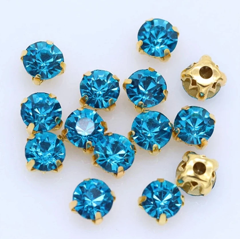 Rectangle shape new arrival sew on colorful claw setting rhinestone glass beads for garment
