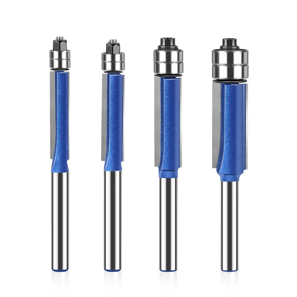 4pcs set 30mm double bearing woodworking tungsten milling cutter slotted flat end straight cut carbide end mill