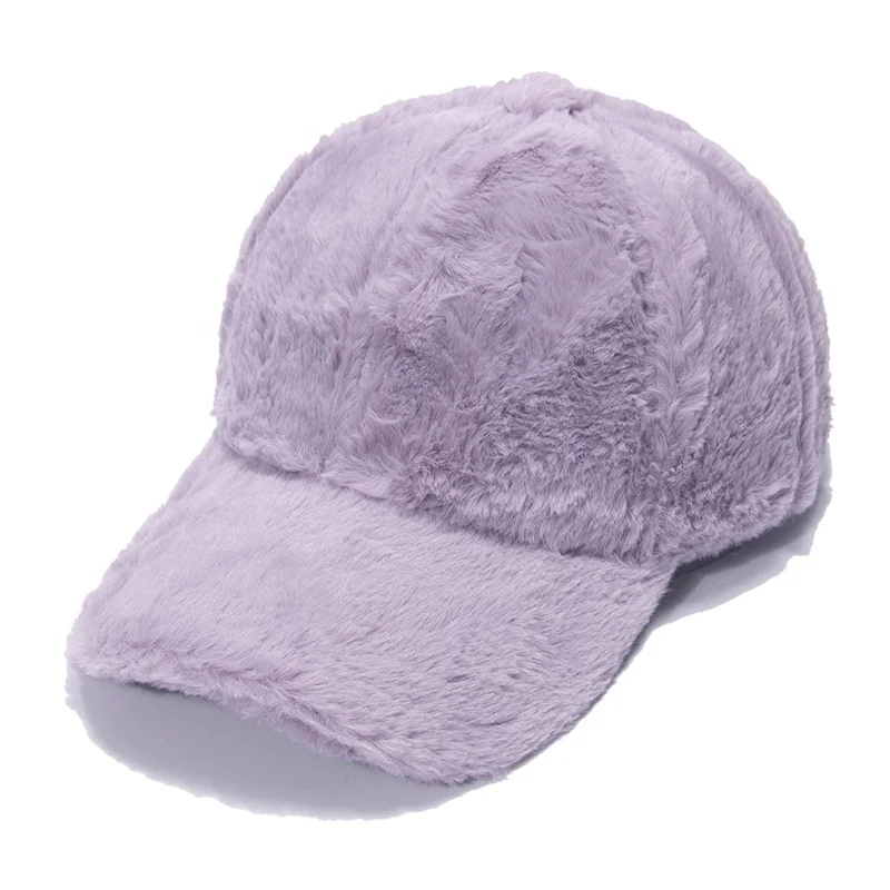 2022 Furry Winter Warm Baseball Cap for Women Korean Style Solid Color Outdoor Sport Caps Hats