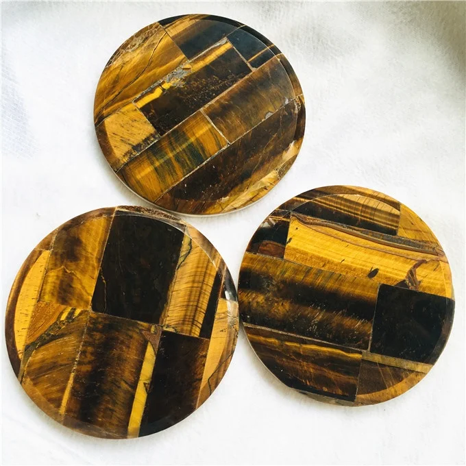 Roundness Coasters crystal coaster tiger eye quartz slices Tea Cup Pad