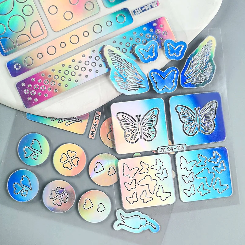 New DIY Nails Stamping Template Nail Sticker Irregular Grid Stencil Reusable Manicure Art french manicure Stickers Nail Supplies