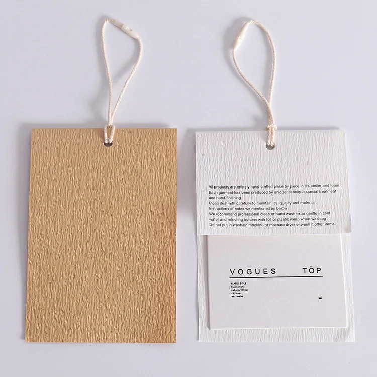 China cheap fold over custom logo printed design 400gsm paper cardboard kraft garment luxury jewelry hang tags with string