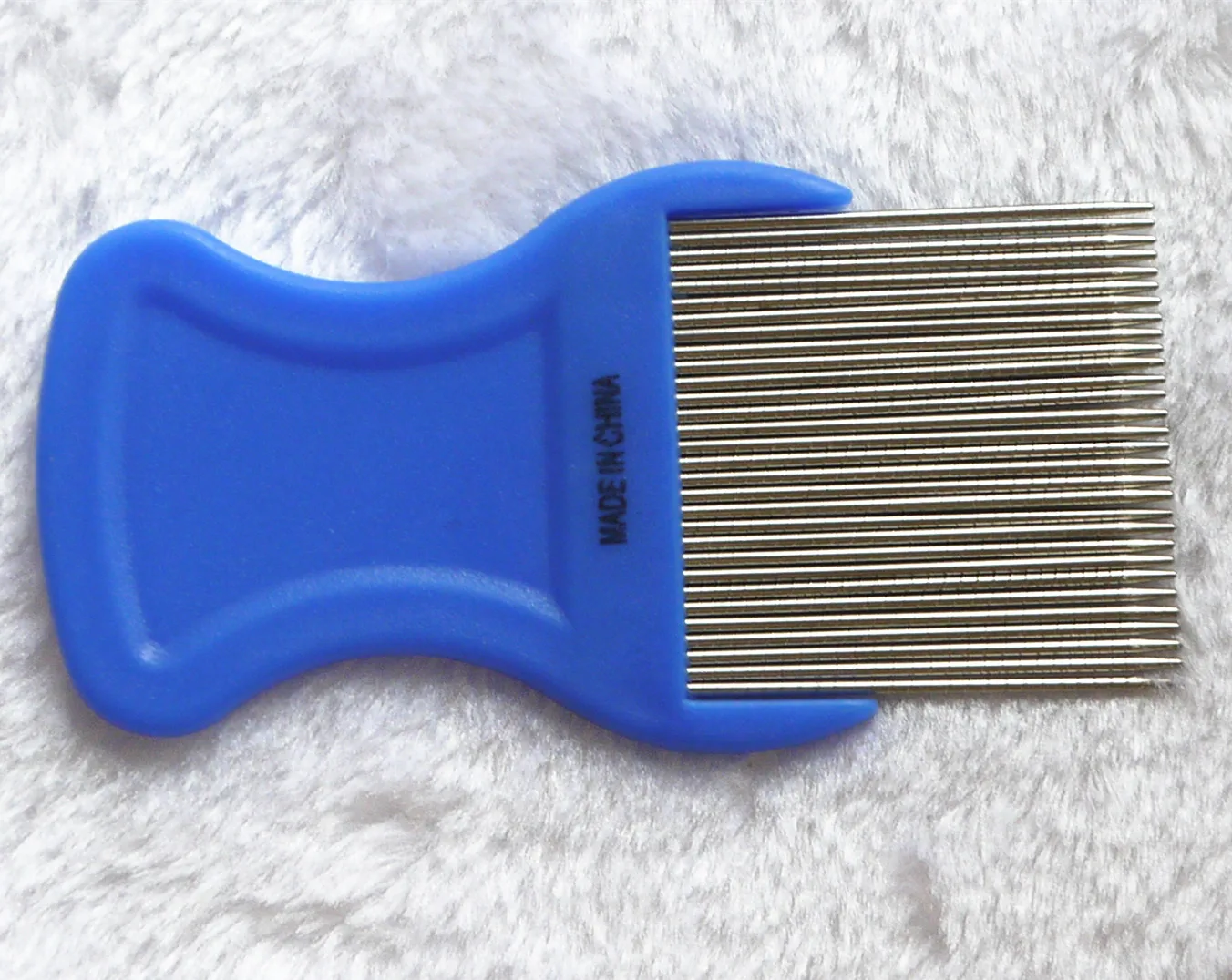 Plastic Handle Grooved Stainless Steel Long Teeth Human Hair Cleaning Lice Nit Tick Flea Louse Comb