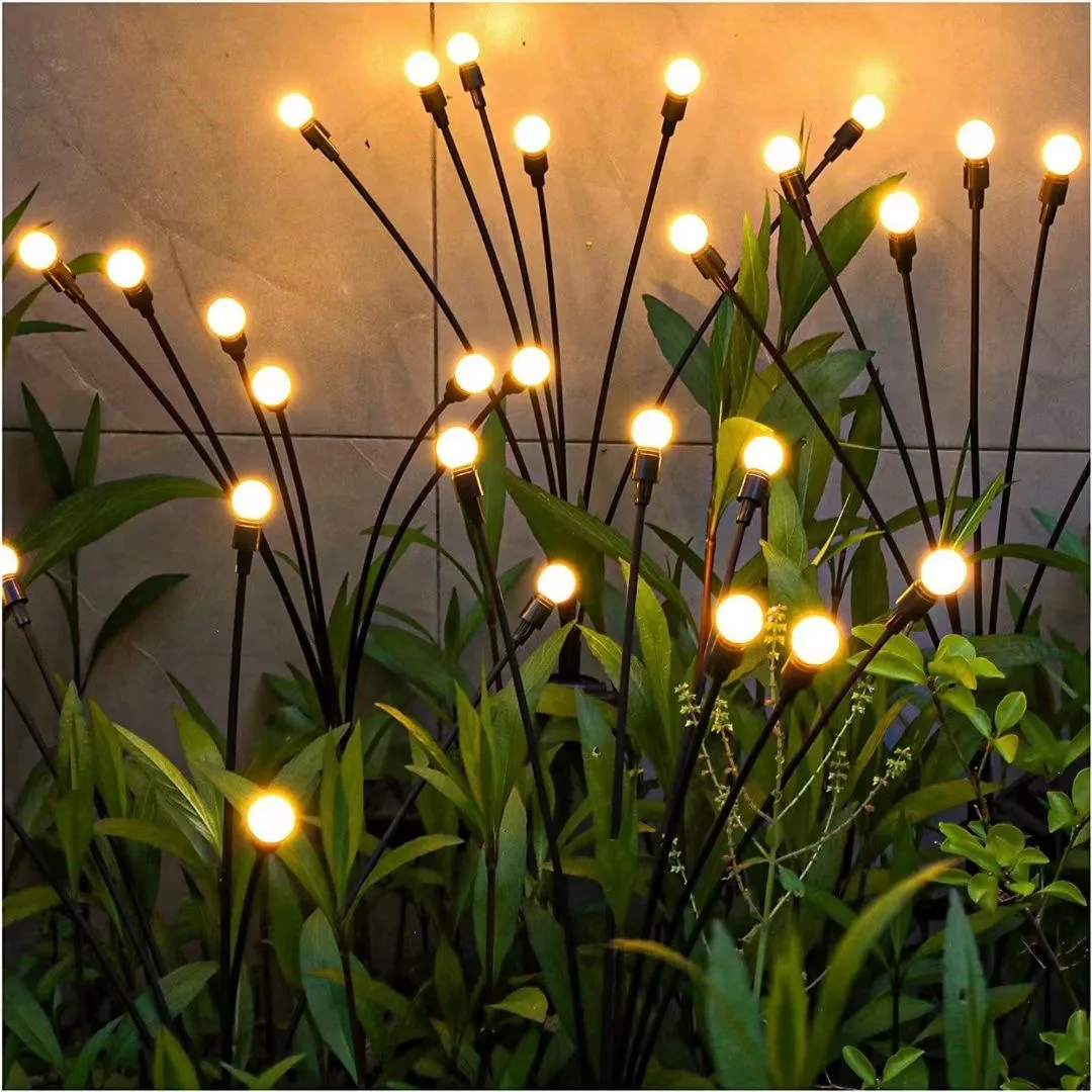 Outdoor Solar Pathway Light Waterproof 6/8/10 heads led Powered Swaying Firefly Lamp Starburst Solar Firefly Garden Light