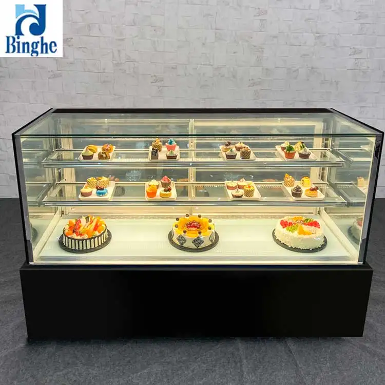 Supermarket bakery coffee shop glass display equipment for refrigerated fruits and vegetables