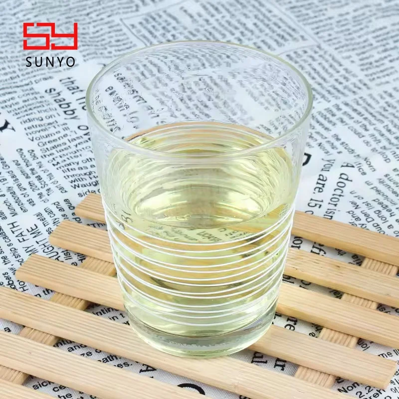 White Line Set Delicate Rim Clear Drinking Water Glass Highball Hand-made Bottle Glass Water For Home Life