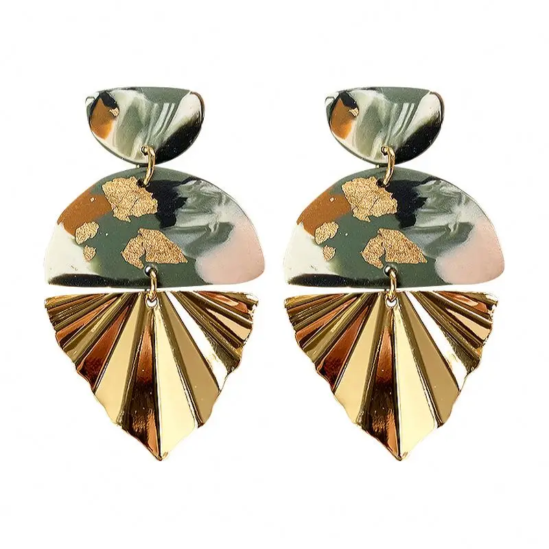  Morandi Color Texture Marble Pattern Soft Pottery Vintage Hoop Earrings Ins Web Celebrity Design Sense