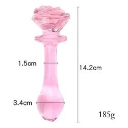 Rose Flower Penis Dildo Glass Anal Beads Wholesale Crystal Sex Toy Butt Anal Plug for Women Men Adult Plug Anal