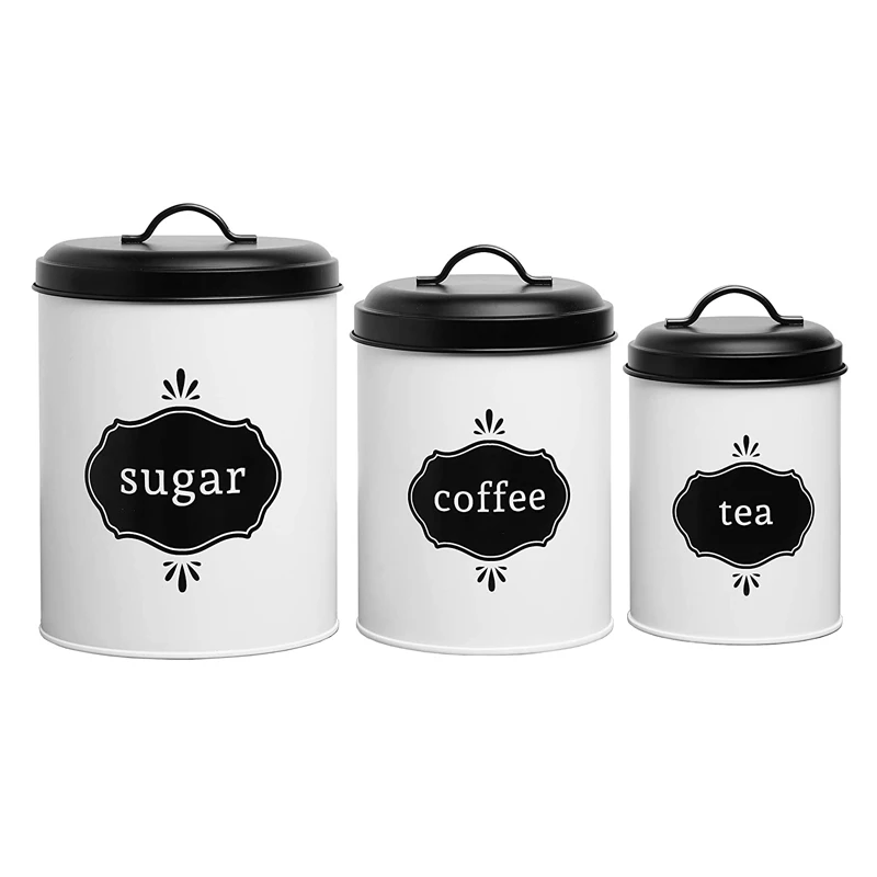 Custom Design Sugar Coffee Tea Container Food Storage Bin Airtight Kitchen Canister with Lids