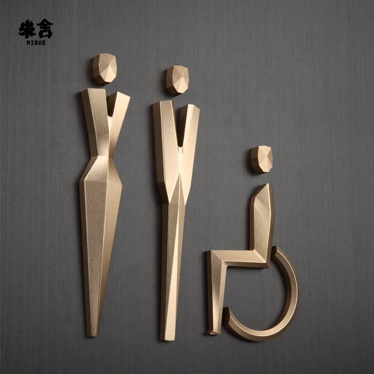 Indoor billboard metal three dimensional entrance doorplate metal toilet bathroom restroom door sign