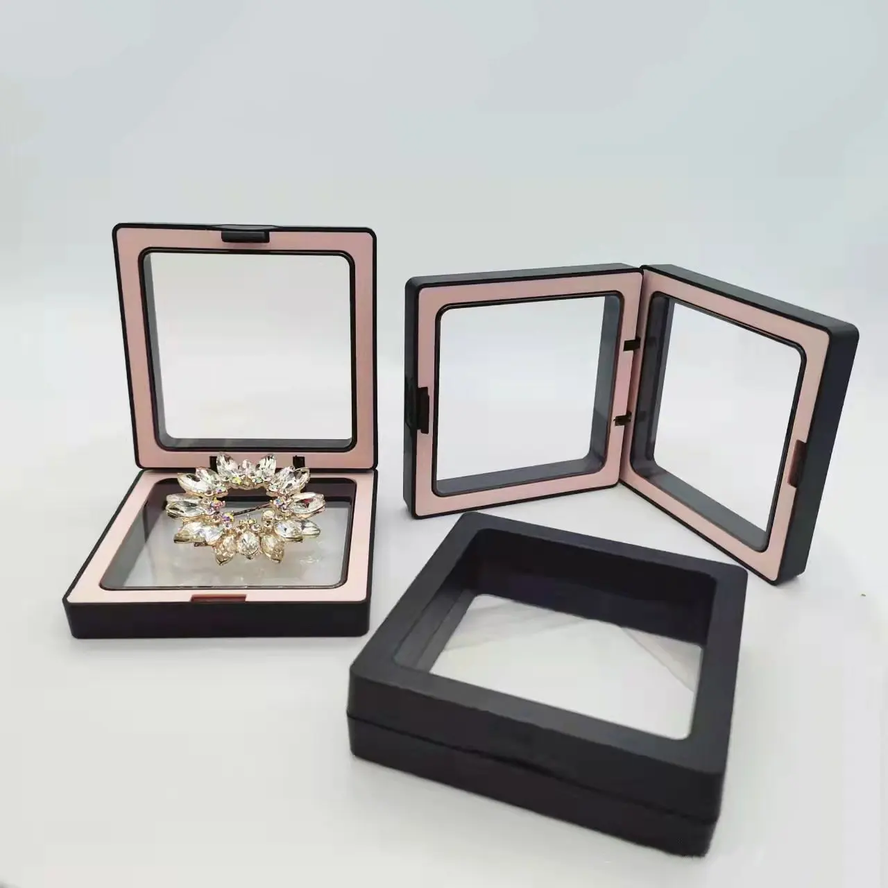 New Design Custom Logo Fashion Bracelet Necklace Ring Packaging Boxes 3D PE Film Two Colors Display Gift Jewelry Box