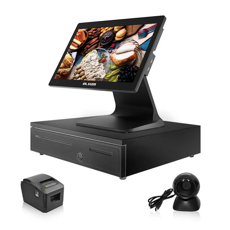 Hot Selling Dlsum Desktop Single-Dual Screen point of sale machine printer pos systems for supermarket retail pos system