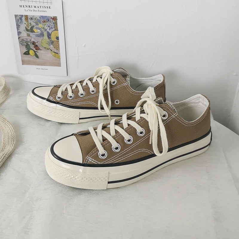 Wholesale Custom Canvas Sneakers  Lace-Up Classic Walking Style Casual Shoes Rubber Outsole Vulcanized Shoes