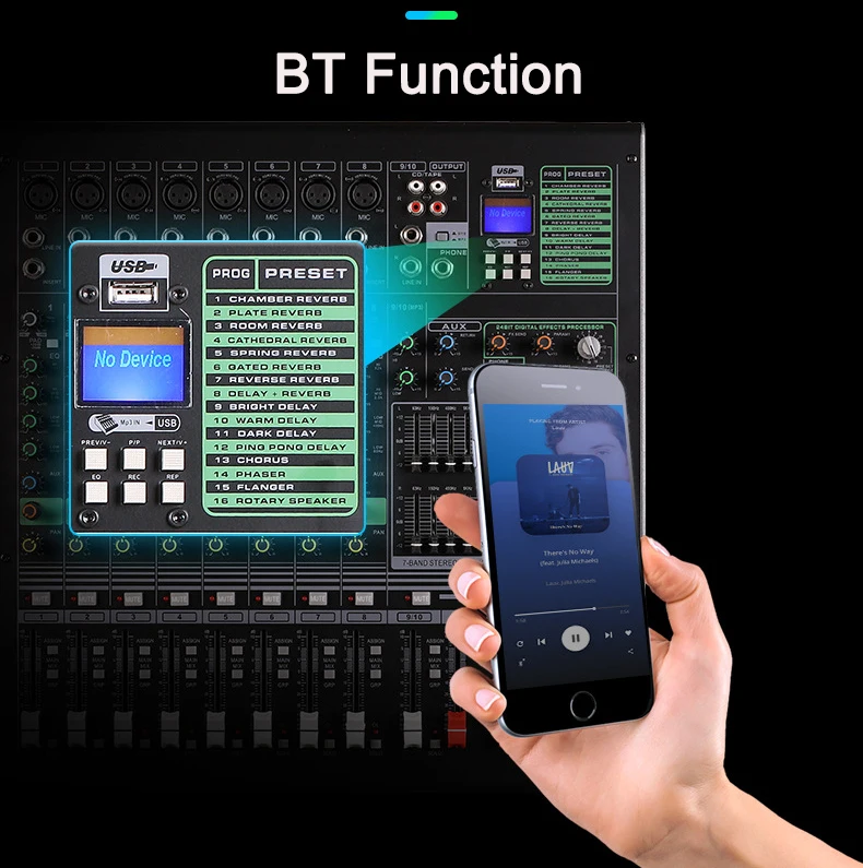 GPUB BE-18 Factory Best Selling 18 Channel Dj Professional Audio Digital Mixer Mixing Console