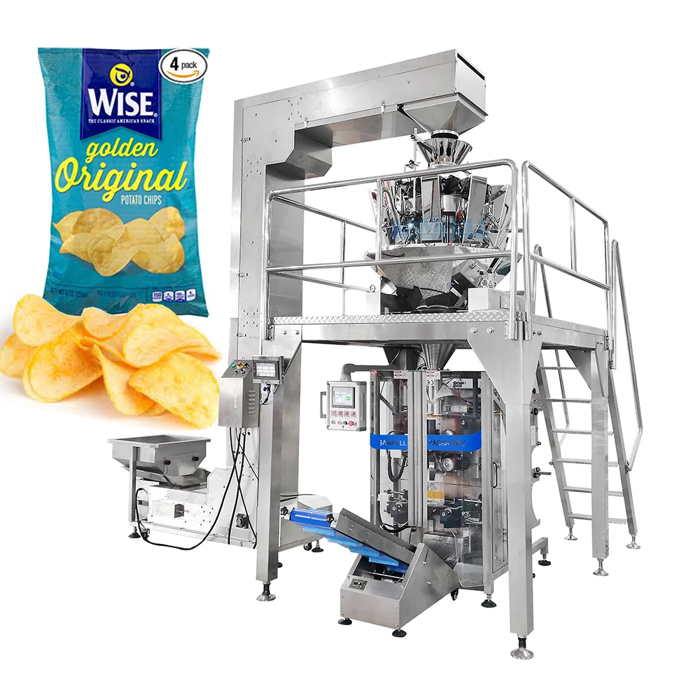 Full automatic multihead weigher nitrogen corn chips packaging machine vffs bagging snack potato chips packing machine
