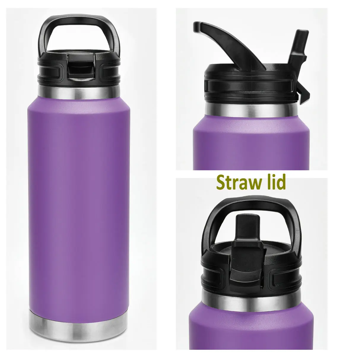custom logo powder coating vacuum 36oz 64oz tumbler bottles double wall stainless steel with chugs lid 18OZ