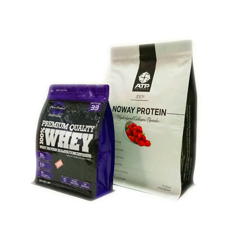 Food Grade Bag 10kg Rice Packing Biodegradable Products Whey Protein Package Stand Up Plastic Pouch