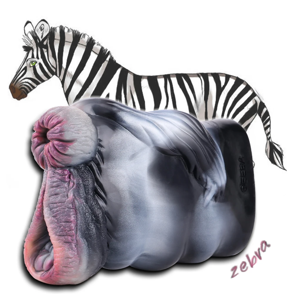 GEEBA Male Masturbator Sex Toys Animal Zebra Style Vagina Anal Artificial Pocket Pussy Masturbation Cup For Adult Men
