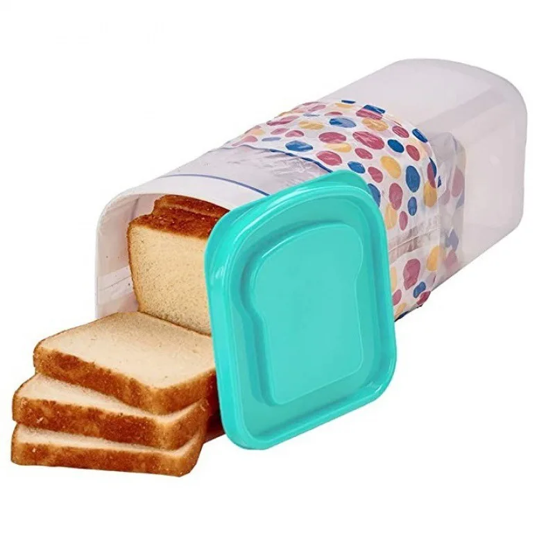 Beautiful Single-Layer Square Plastic Food Container Resealable Bread Toast Storage Dispenser Glossy Household Kitchen Item