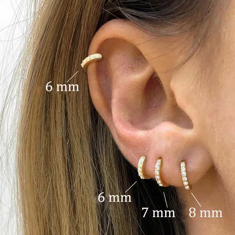 Stainless Steel Hoop Earrings set for women 4 piece Crystal Zirconia Tragus Piercing Jewelry