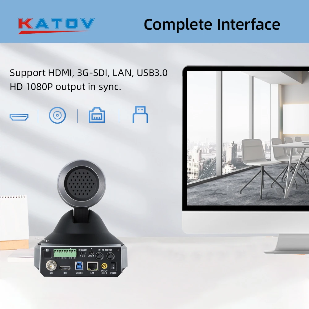 KATO VISION hot selling 12x mini hd digital video camera IP video conference camera PTZ HD video conferencing camera