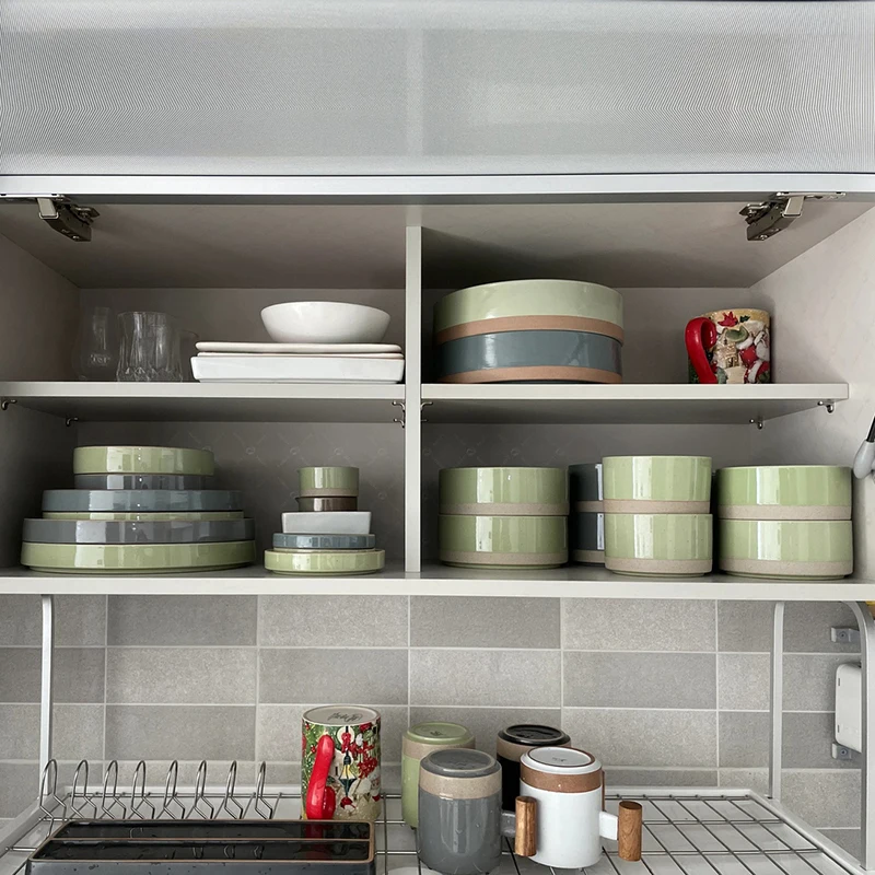 Modern Dark Blue Sets Glazed Mug Tableware Porcelain Ceramic Green Dishes Plates Korean Breakfast Set Dinnerware